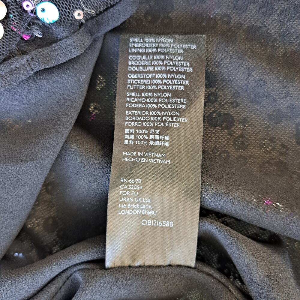 by ANTHROPOLOGIE Pamela Sequin Top Small Black Multicolor Party Sparkle Glam - Picture 12 of 13